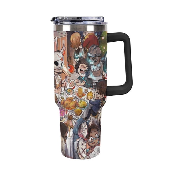 Dead By Daylight 40oz Large Capacity Car Cup Tumbler with Handle And Straw Lid, Insulated Stainless Steel Double Wall Vacuum Travel Mug, Leak-proof Large Capacity Car Cup,Cupholder Friendly