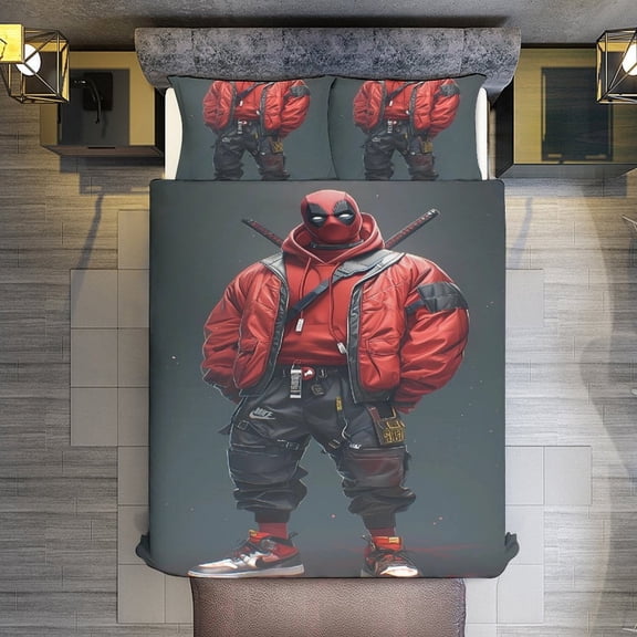 Dead-pool 3 Piece Bedding Set, 1 Duvet Cover And 2 Pillowcases, Ultra Soft Breathable Printed Duvet Cover Set For Teen Women And Men 102"x90"