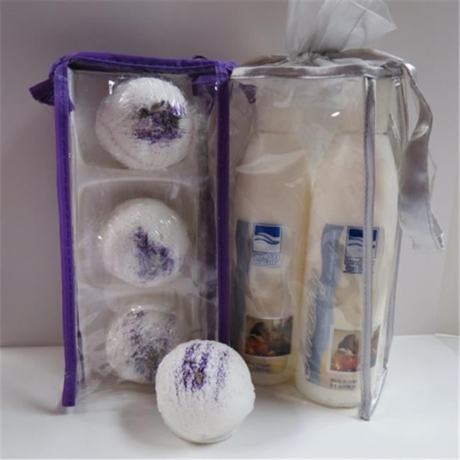DeadSea-BBTLP02 3 Pack Lavender Pomegranates Bubble Bath Truffles, 2 Pack 8 oz Serenity Hand & Body Massage Lotion