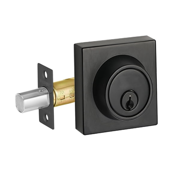 Deadbolt Lock Single Cylinder, Keyed 1 Side, Fits Interior/Exterior Doors, Heavy Metal with 3 Keys, Matte Black for Front Door