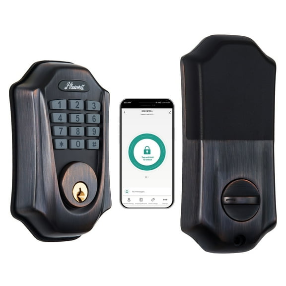 Deadbolt Smart Lock, Keyless Entry Door Lock With Camelot Trim, Aged Bronze, Keypad-Bluetooth Smart Deadbolt App Control, Delayed Auto Lock For Homes And Hotel