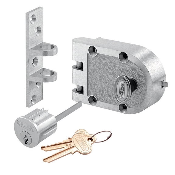 Deadbolt, Solid Bronze Alloy, Brushed Chrome, Flat Strike, Single Cylinder