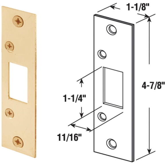 Deadbolt Strike, 4-7/8 in., Brass Plated