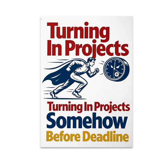 Deadline Survivor Procrastination Wall Decor - Office Worker - 13x19 Poster Print