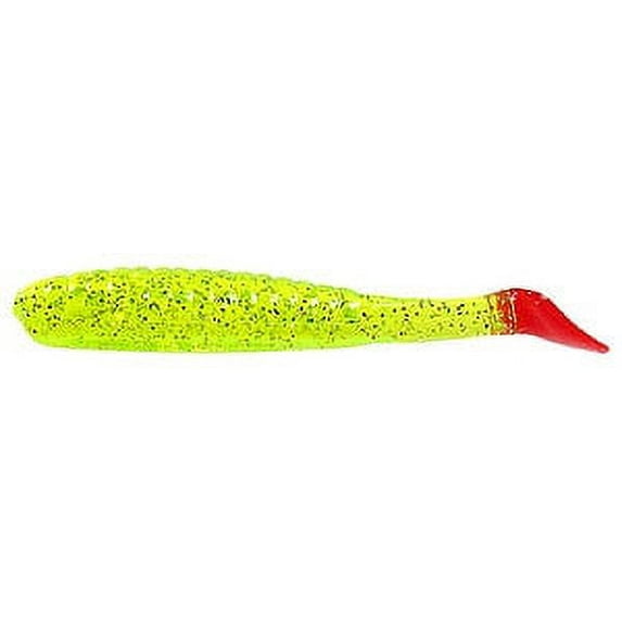 Deadly Dudley Jr. 3" Fishing Lure, Chartreuse & Red, 10 Count