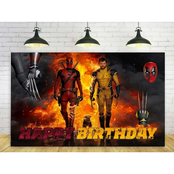 Deadpol Birthday Party Backdrop, Deadpol irthday Party Decoration Banner Background for Photography (5x3FT)