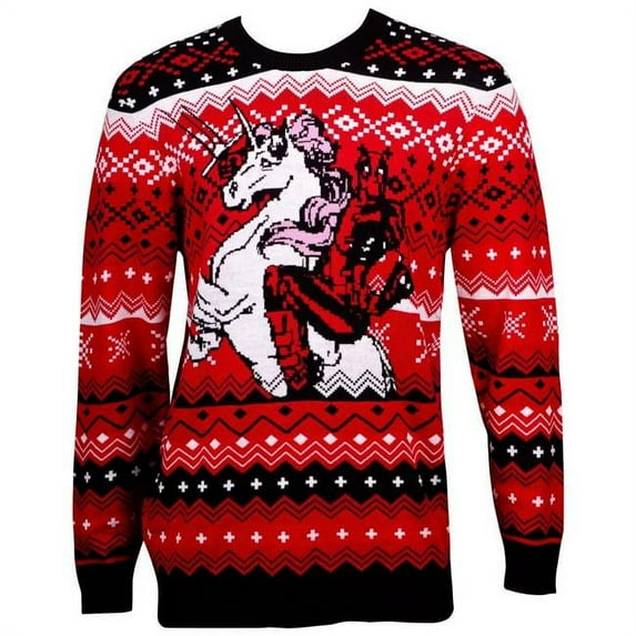 Deadpool 112763-S Deadpool Unicorn Ugly Holiday Sweater Shirt - Small