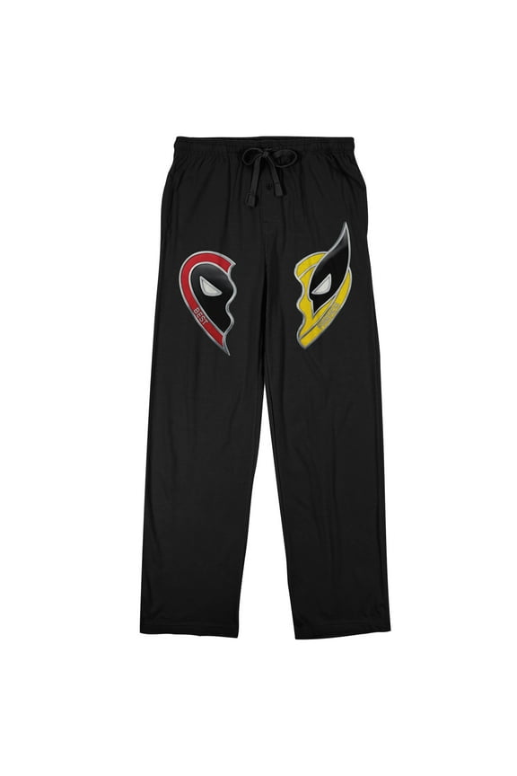 Deadpool 3 Deadpool And Wolverine Best Friends Heart Men's Black Sleep Pajama Pants-Medium