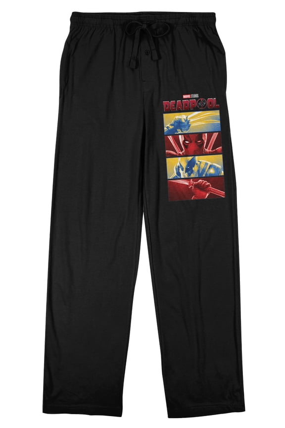Deadpool 3 Deadpool And Wolverine Scenes Men's Black Sleep Pajama Pants-XL