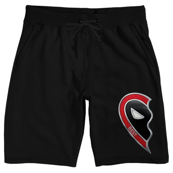Deadpool 3 Deadpool Best Friend Heart Men's Black Sleep Pajama Shorts-Large