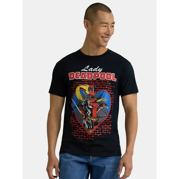 Deadpool 3 Men's & Big Men's Cotton Lady Deadpool Graphic Tee, Sizes S-3XL