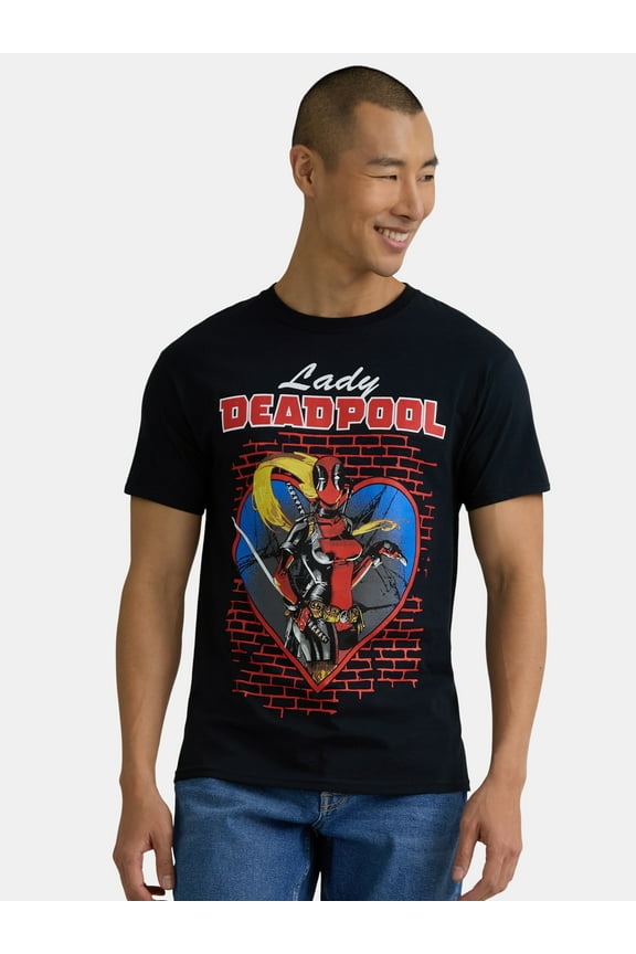 3 Men's & Big Men's Cotton Lady Deadpool Graphic Tee, Sizes S-3XL