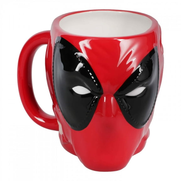 Deadpool 875368 18 oz Deadpool Mask Shaped Ceramic Mug, Black & Red