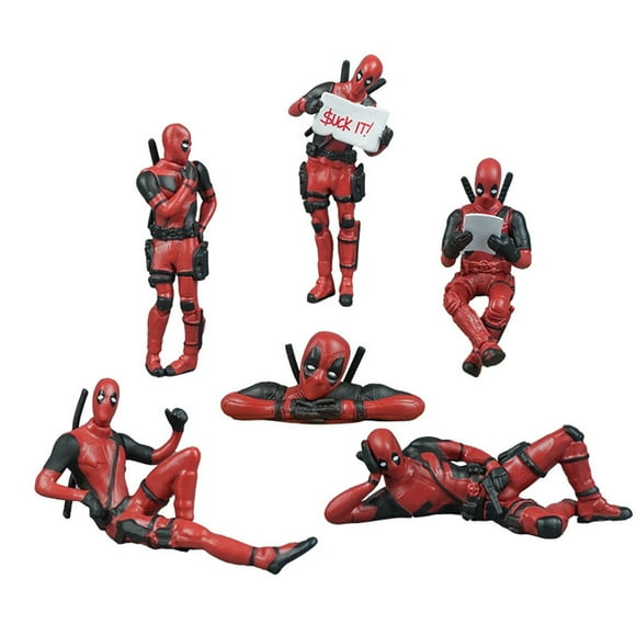 Deadpool Action Figure Toys, 6Pcs Deadpool Mini Figures Funny Decorations for Home Office Car Desk