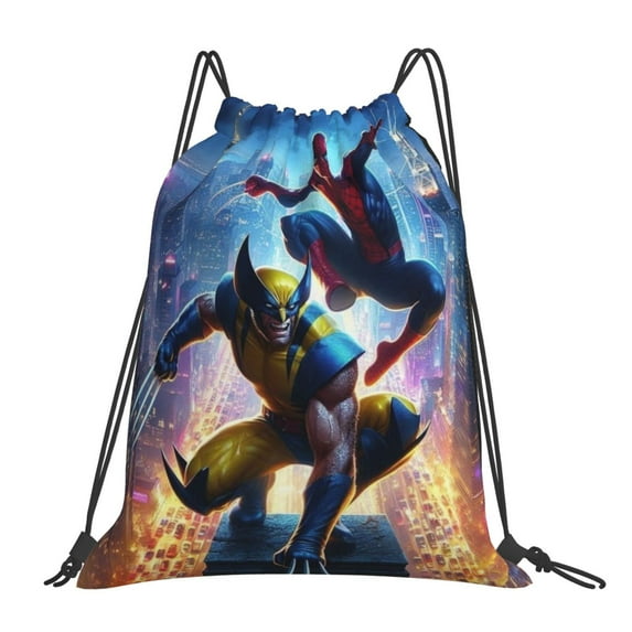 Deadpool And Wolverine Backpack Sports Gym Bag Lightweight Draw String Backpacks for Women Teen Travel Workout Yoga Swim Beach Pool 16 x 14 inch