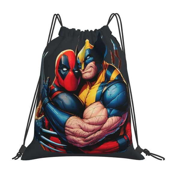 Deadpool And Wolverine Backpack Sports Gym Bag Lightweight Draw String Backpacks for Women Teen Travel Workout Yoga Swim Beach Pool 16 x 14 inch