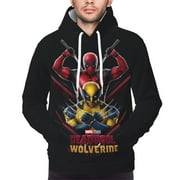 ECEIPENO Deadpool And Wolverine Fleece Hooded Collar Drawstring Hoodies Pullover Sweatshirts Casual Long Sleeve Shirts