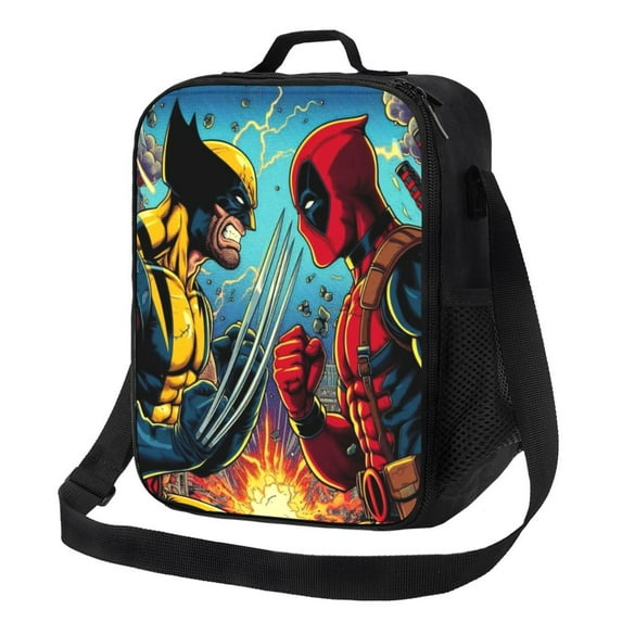 Deadpool And Wolverine Lunch Bag Portable Insulated Lunch Box Large Capacity Tote Bag Zipper Net Pocket 10.5 x 8 x 4.5 Inch.