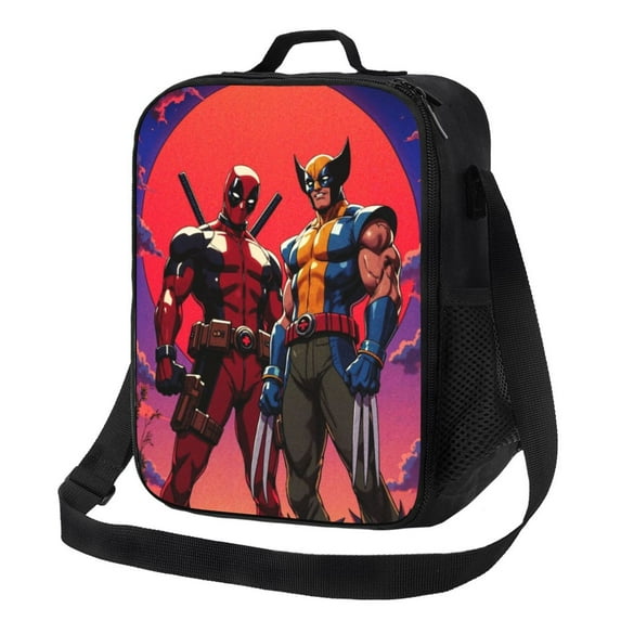 Deadpool And Wolverine Lunch Bag Portable Insulated Lunch Box Large Capacity Tote Bag Zipper Net Pocket 10.5 x 8 x 4.5 Inch.