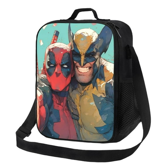 Deadpool And Wolverine Lunch Bag Portable Insulated Lunch Box Large Capacity Tote Bag Zipper Net Pocket 10.5 x 8 x 4.5 Inch.