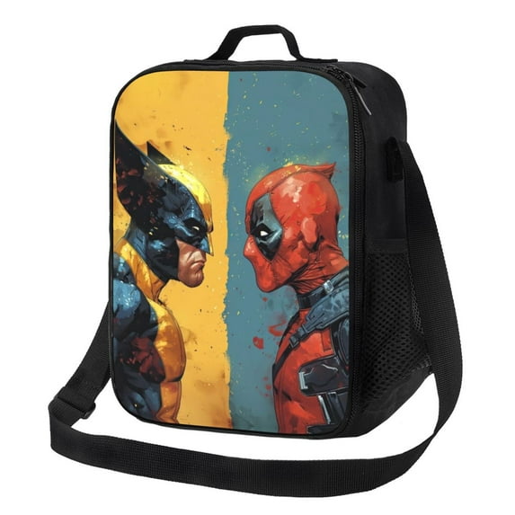 Deadpool And Wolverine Lunch Bag Portable Insulated Lunch Box Large Capacity Tote Bag Zipper Net Pocket 10.5 x 8 x 4.5 Inch.