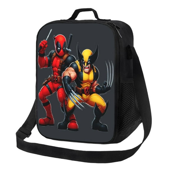 Deadpool And Wolverine Lunch Bag Portable Insulated Lunch Box Large Capacity Tote Bag Zipper Net Pocket 10.5 x 8 x 4.5 Inch.