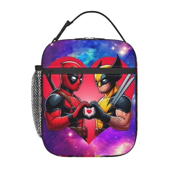 Deadpool And Wolverine Lunch Bag Portable Insulated Lunch Box Large Capacity Tote Bag Zipper Net Pocket 10 x 8 x 4 Inch.