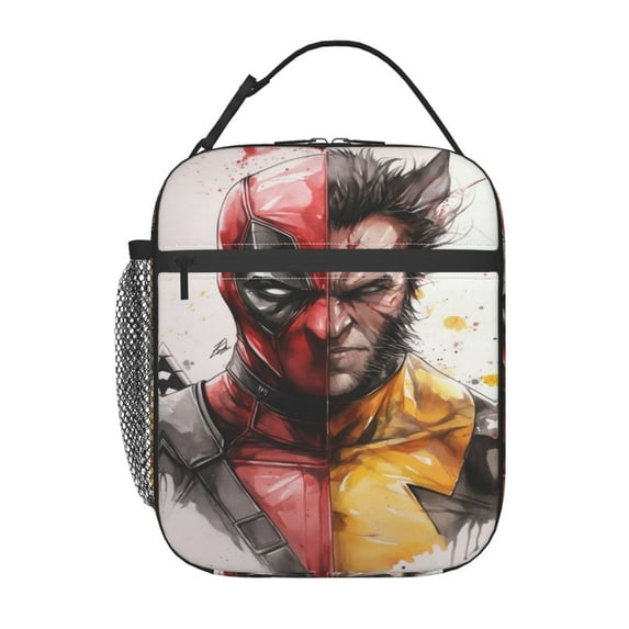 Deadpool And Wolverine Lunch Bag Portable Insulated Lunch Box Large Capacity Tote Bag Zipper Net Pocket 10 x 8 x 4 Inch.