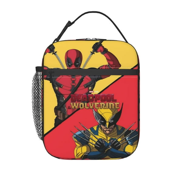 Deadpool And Wolverine Lunch Bag Portable Insulated Lunch Box Large Capacity Tote Bag Zipper Net Pocket 10 x 8 x 4 Inch.