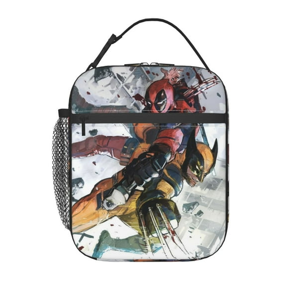 Deadpool And Wolverine Lunch Bag Portable Insulated Lunch Box Large Capacity Tote Bag Zipper Net Pocket 10 x 8 x 4 Inch.