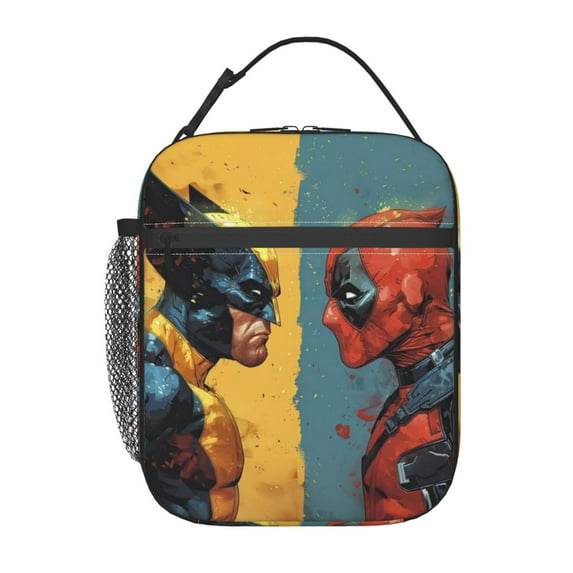 Deadpool And Wolverine Lunch Bag Portable Insulated Lunch Box Large Capacity Tote Bag Zipper Net Pocket 10 x 8 x 4 Inch.