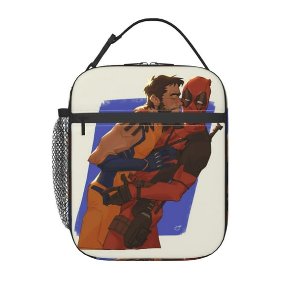 Deadpool And Wolverine Lunch Bag Portable Insulated Lunch Box Large Capacity Tote Bag Zipper Net Pocket 10 x 8 x 4 Inch.