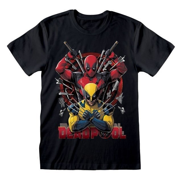 Deadpool And Wolverine Weapons Black T Shirt - Walmart.com