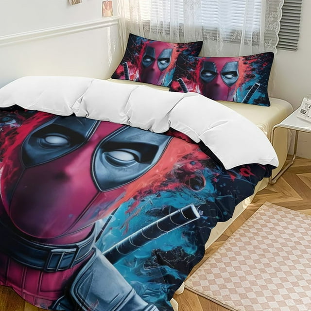 Deadpool Anime Cartoon Bedding 3Piece Set, 79 X 90 Inches, 1 Duvet