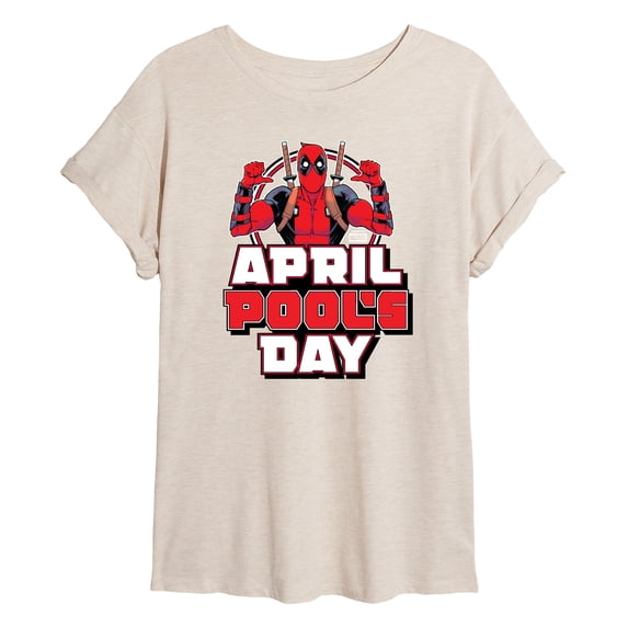 Deadpool - April Pool's Day - Juniors Oversized Graphic T-Shirt
