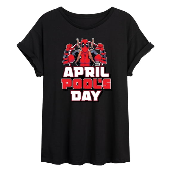 Deadpool - April Pool's Day - Juniors Oversized Graphic T-Shirt