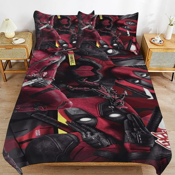 Deadpool Bedding Sets Ultra Soft Skin-Friendly Duvet Cover 3 Piece, Cute Comforter Cover Bed Set for Boys Girls Kids ( 1 Duvet Cover + 2 Pillowcase), 102"X90"