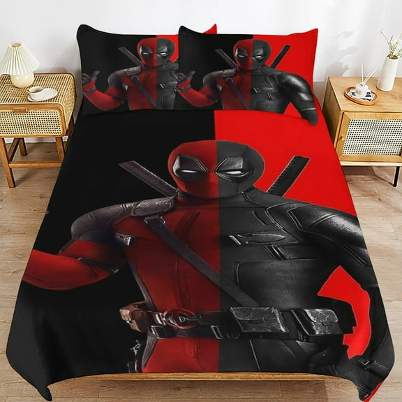 Deadpool Bedding Sets Ultra Soft Skin-Friendly Duvet Cover 3 Piece, Cute Comforter Cover Bed Set for Boys Girls Kids ( 1 Duvet Cover + 2 Pillowcase), 90"X90"