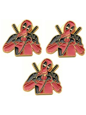 Deadpool Character 1 1/4" Tall Enamel Metal Pin Set of 3 Pins