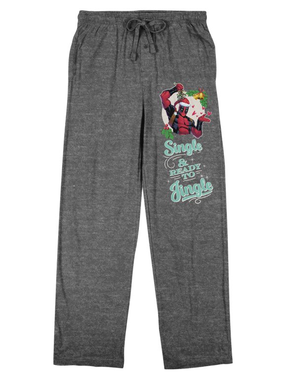 Deadpool Classic Jingle Men's Heather Grey Pajama Sleep Pants