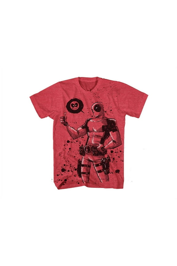 Deadpool Dead Thumb Men's Red Heather Shirt, Small