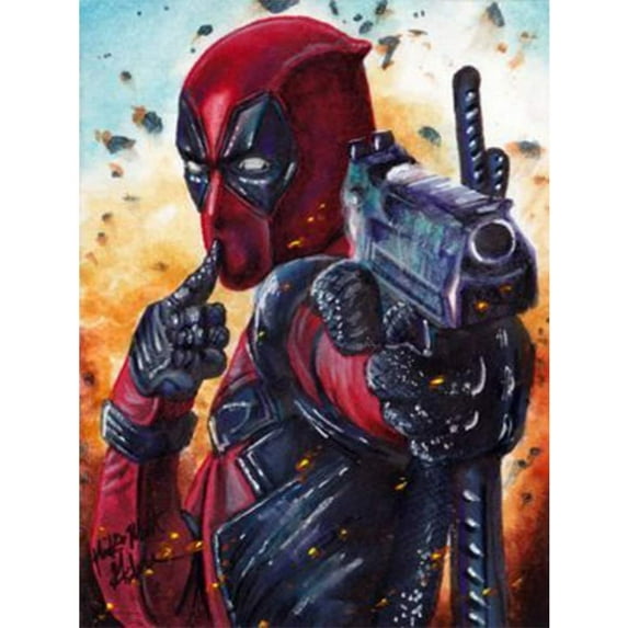 Deadpool Diamond Painting Kits for Adult Beginners, 5D Cartoon Diamond Art Kits, DIY Full Drill Diamond Art Painting Diamond Dots Crafts Kits for Home Wall Decor Gifts (11.8x15.7in)