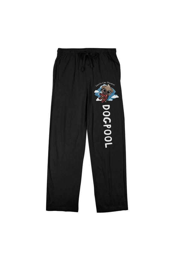 Deadpool Dogpool Smells Like Trouble Men's Black Sleep Pajama Pants-XL