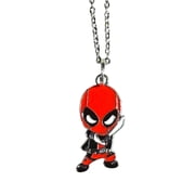 Deadpool Enamel Figure Pendant Necklace, Comic Character Jewelry in Small Velvet Bag