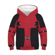 ZHCH Deadpool Gift Kids' Superhero Costume Hoodie Red and Black Pullover Sweatshirt with Cosplay Design Ages 4-12