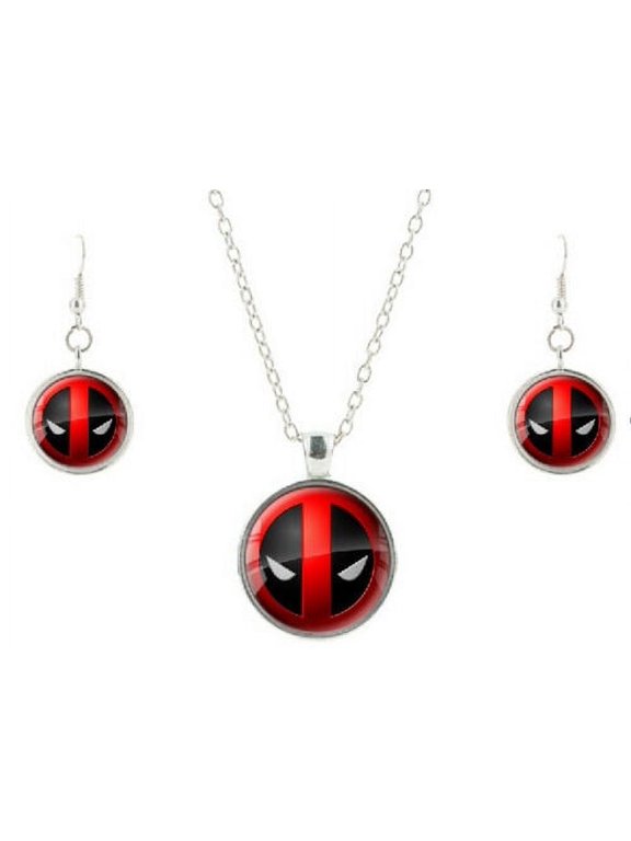 Glass Domed Pendant Necklace and Earring Set