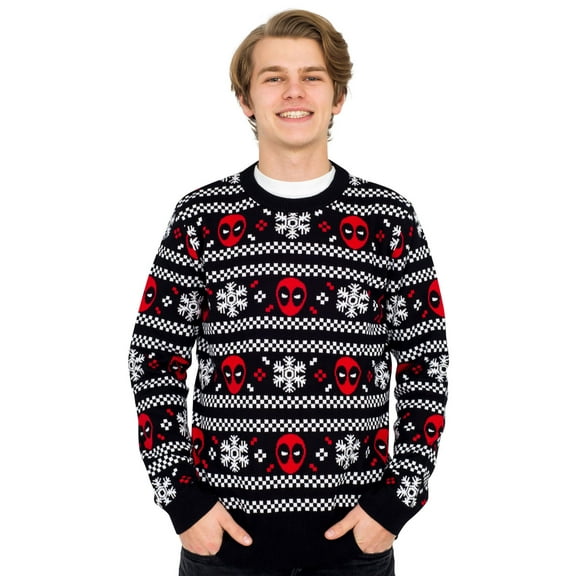 Deadpool Holiday Snow Stripes Ugly Christmas Sweater