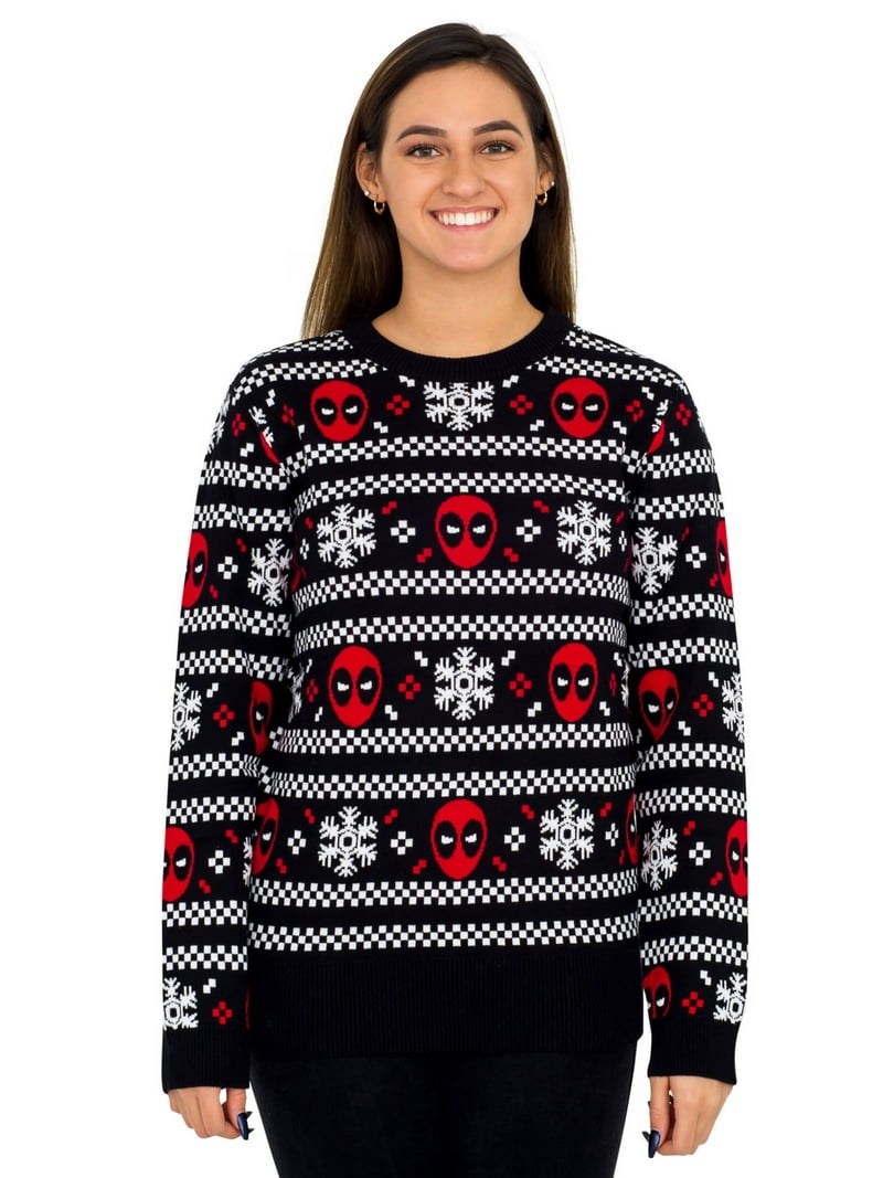 Deadpool Holiday Snow Stripes Ugly Christmas Sweater