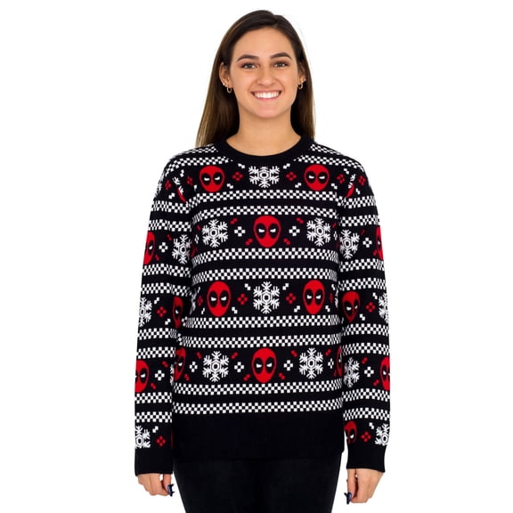 Deadpool Holiday Snow Stripes Ugly Christmas Sweater