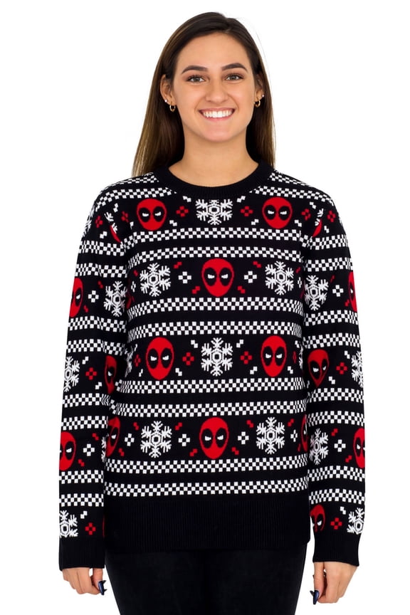 Deadpool Holiday Snow Stripes Ugly Christmas Sweater